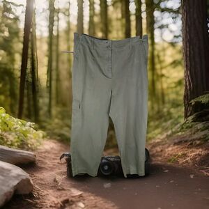 Talbots Supersoft Cargo Pants Sz 10 Linen/Cotton Green Straight Leg